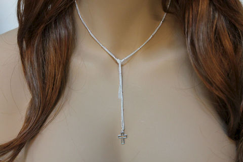 Bright,Silver,Cross,Necklace,Jewelry,Lariat,spiritual_jewelry,spiritual_necklace,religious_jewelry,cross_necklace,dainty_necklace,womens_lariat,choker_necklace,ladies_choker,gold_necklace,gift_idea,silver_lariat,silver_cross_lariat,minimalist_necklace,bright silver tone chai