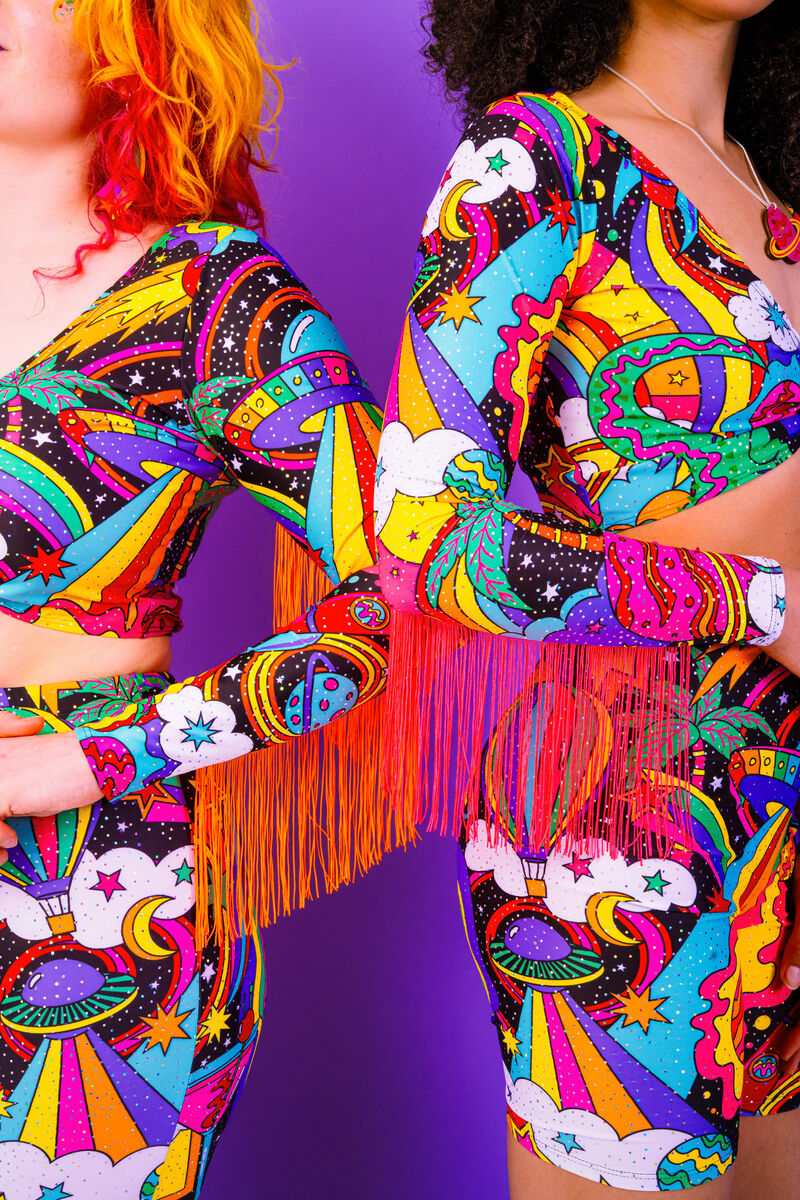 Beam Me Up Tassel Sleeved Top - UV Reactive - Eco Lycra - product images  of 
