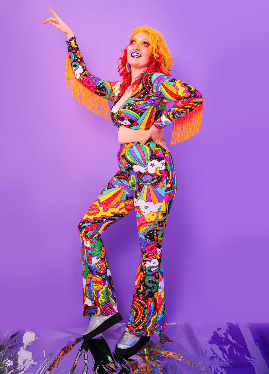 Beam Me Up Tassel Sleeved Top - UV Reactive - Eco Lycra - product images  of 
