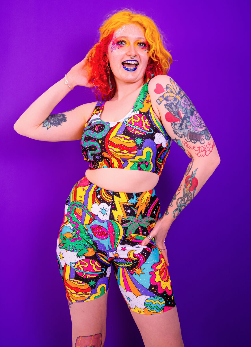 Beam Me Up Crop Top - UV Reactive - Eco Lycra - product images  of 