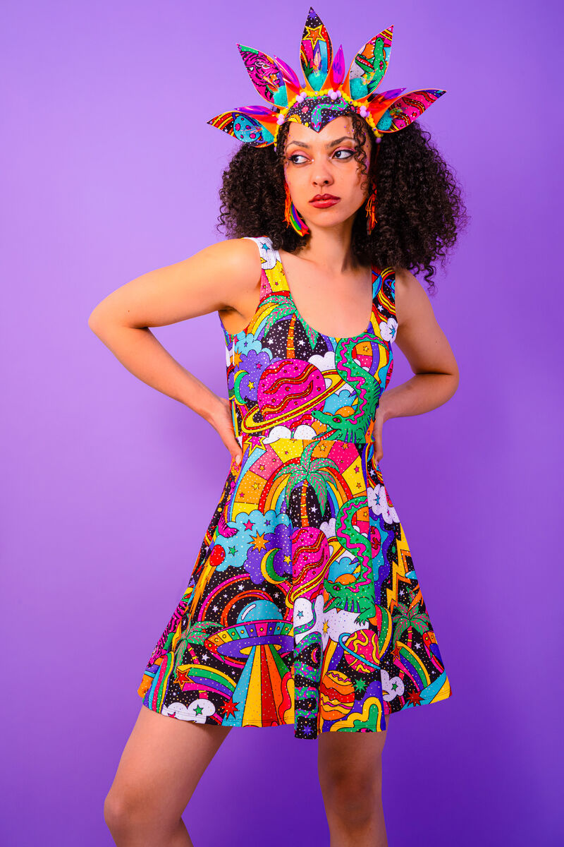 Beam Me Up Skater Dress - UV Reactive - Eco Lycra - product images  of 