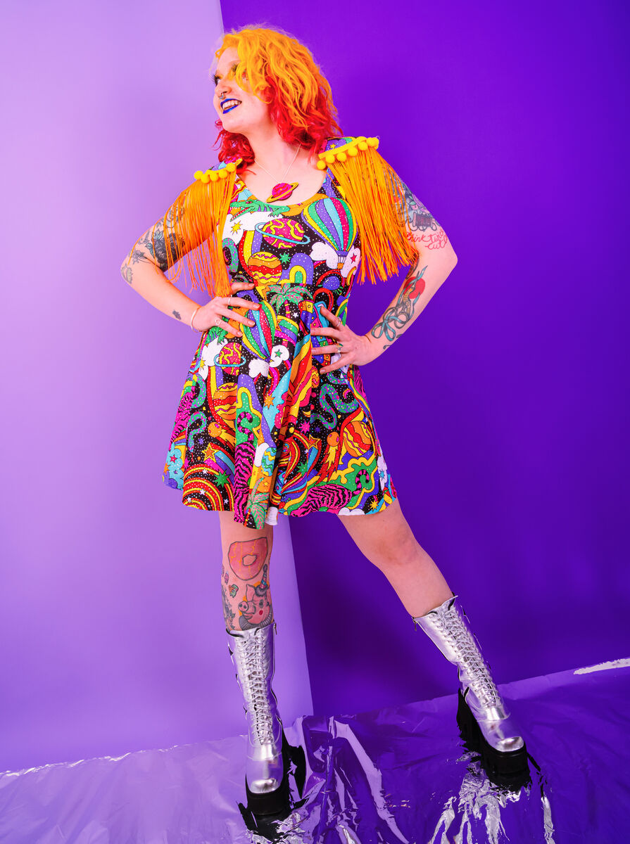 Beam Me Up Skater Dress - UV Reactive - Eco Lycra - product images  of 