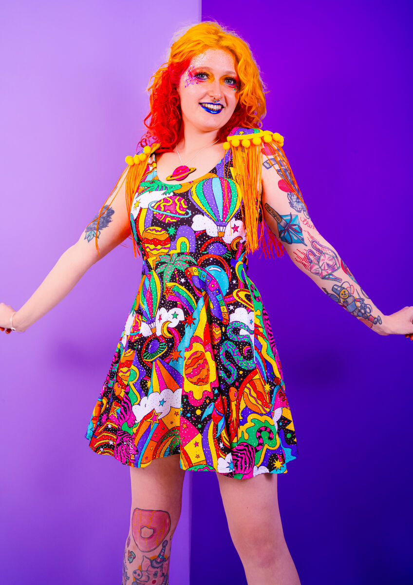 Beam Me Up Skater Dress - UV Reactive - Eco Lycra - product images  of 