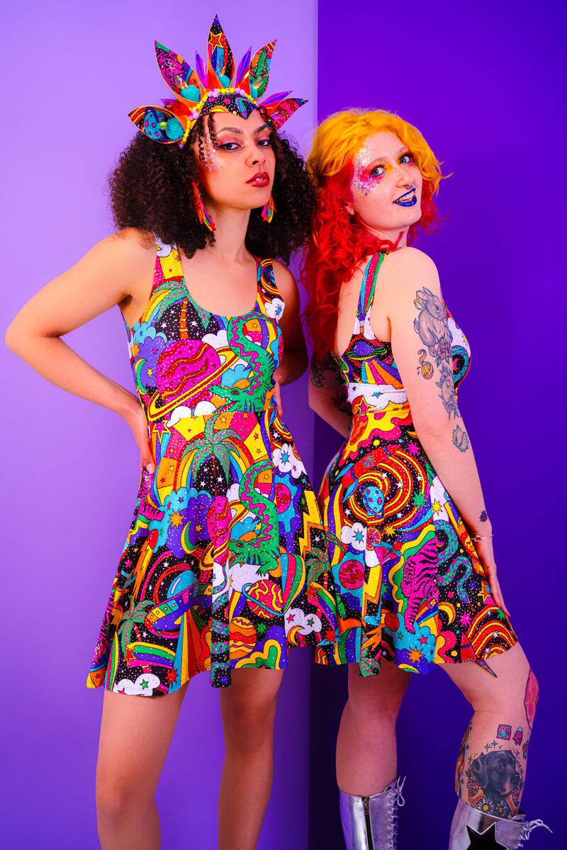 Beam Me Up Skater Dress - UV Reactive - Eco Lycra - product images  of 