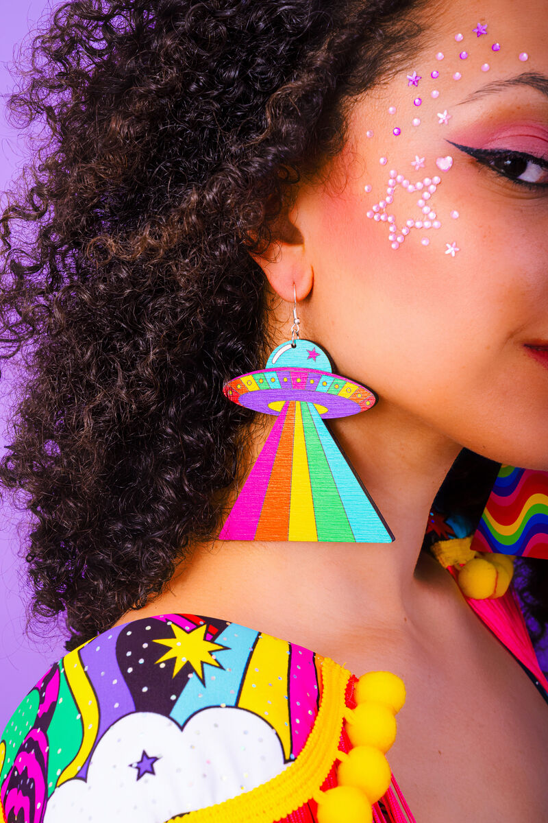 Rainbow Spaceship Earrings - product images  of 