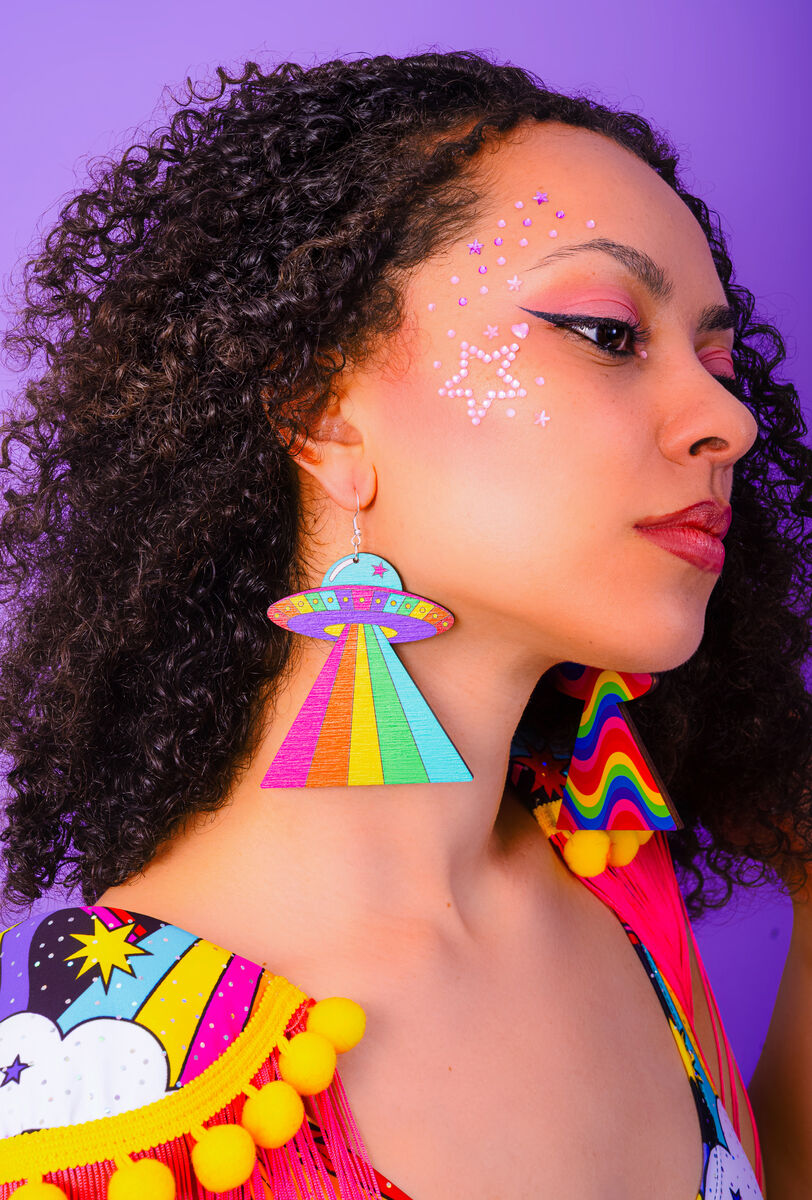 Rainbow Spaceship Earrings - product images  of 