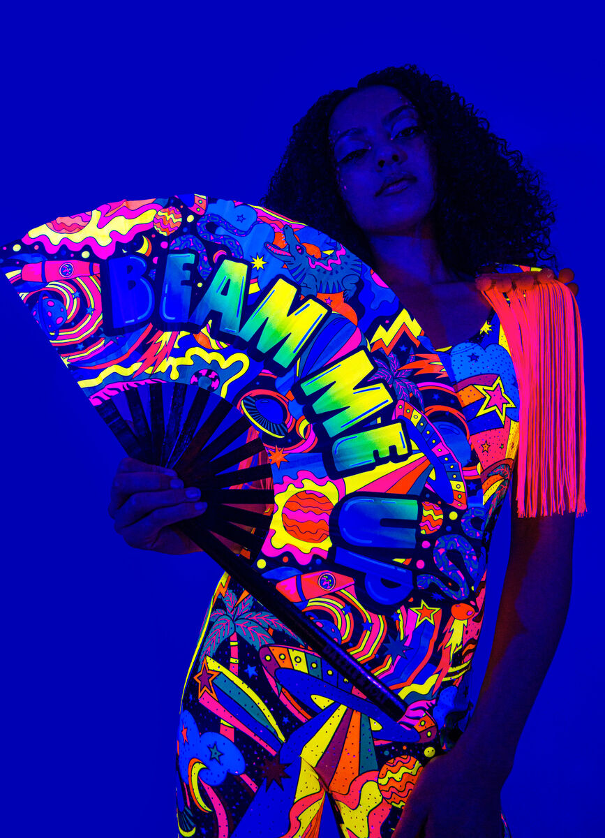Beam Me Up Hand Fan - UV Reactive - product image
