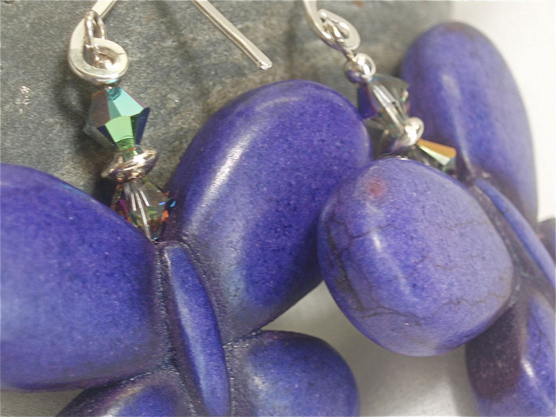 Turquoise Gemstone Butterfly Earrings, Sterling Silver artisan ear wires - product images  of 