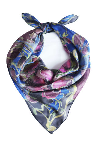 Eladora,Ink,hand painted silk, silk scarf, art scarf, handmade scarf, silk, blue scarf