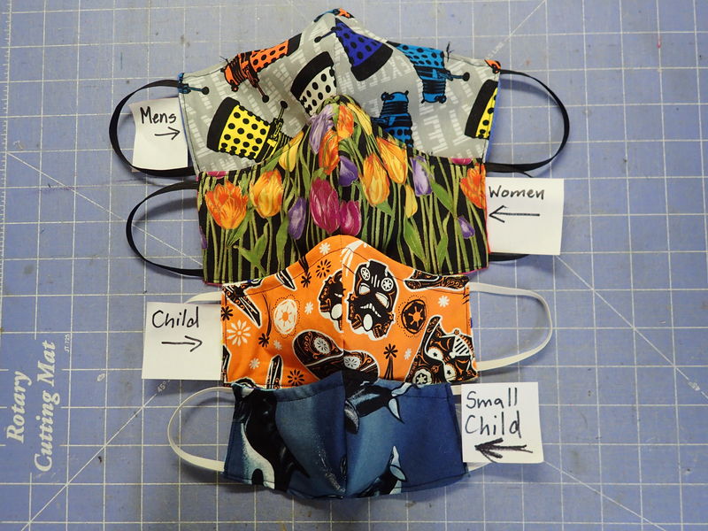 2 colored washable facemask for school or team 100% cotton & flannel wire at nose handmade blue aqua black orange green yellow purple red - product image  