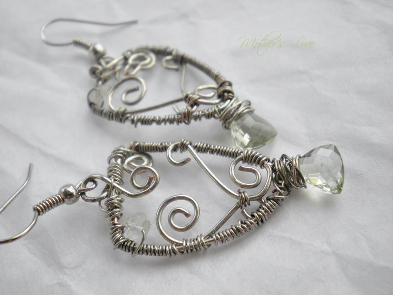 Enraptured: Green Amethyst Wire Wrapped Earrings - product image  