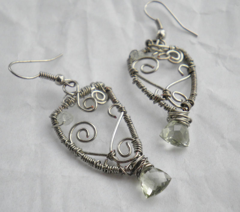 Enraptured: Green Amethyst Wire Wrapped Earrings - product image  