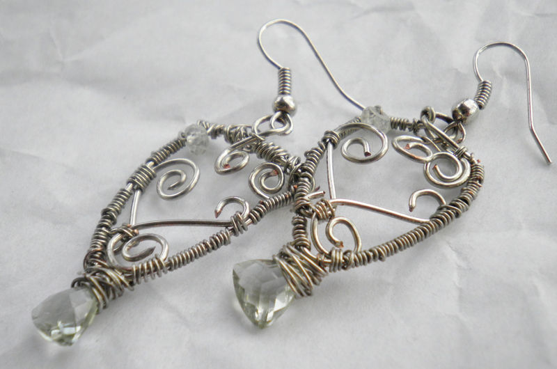 Enraptured: Green Amethyst Wire Wrapped Earrings - product image  