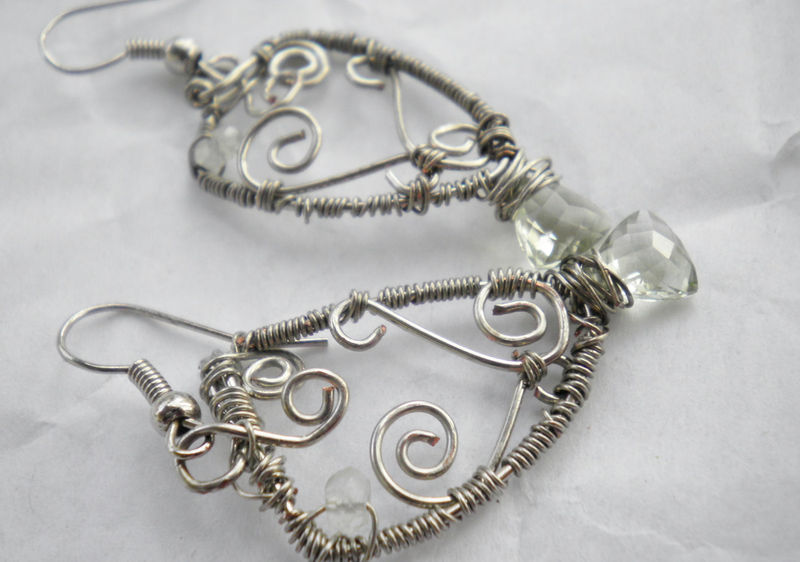 Enraptured: Green Amethyst Wire Wrapped Earrings - product image  