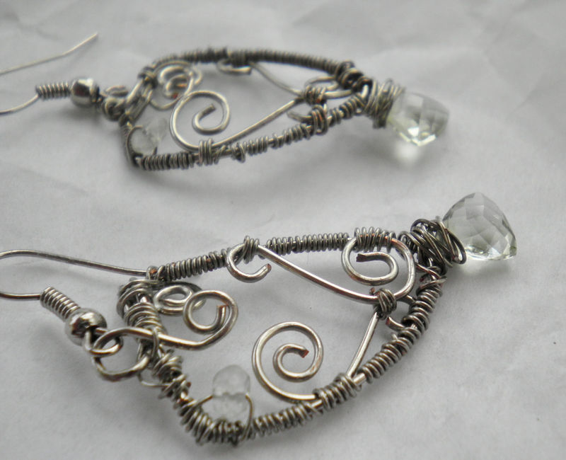 Enraptured: Green Amethyst Wire Wrapped Earrings - product image  