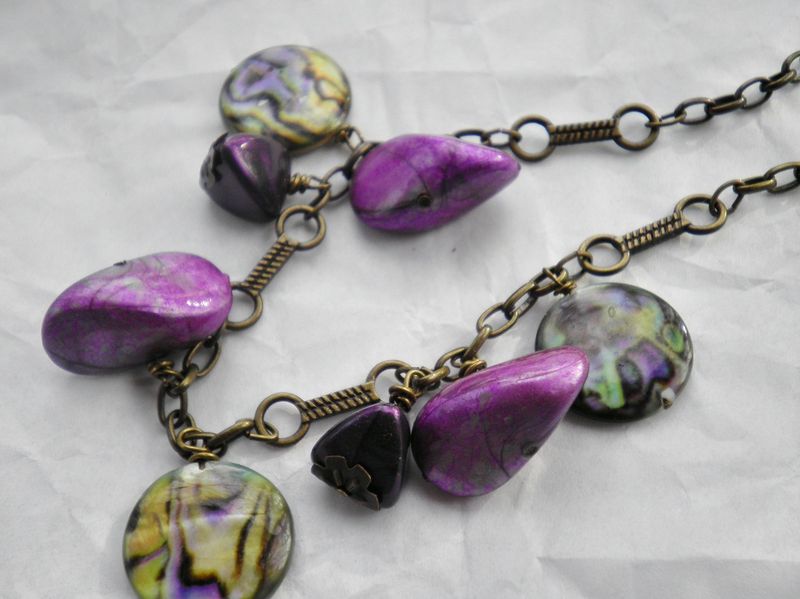 Purple Paua Passion: acrylic and brass necklace - product image  