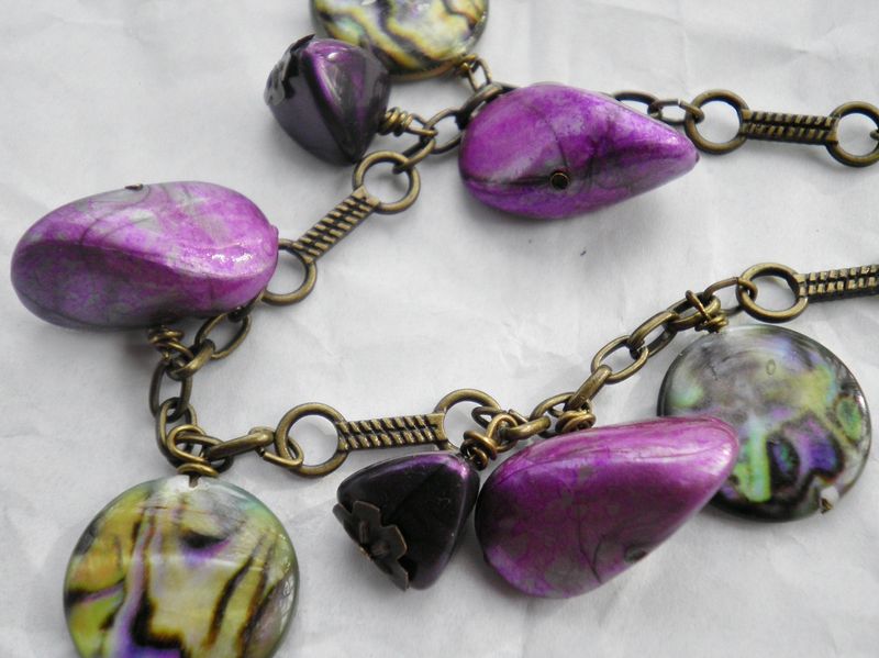 Purple Paua Passion: acrylic and brass necklace - product image  
