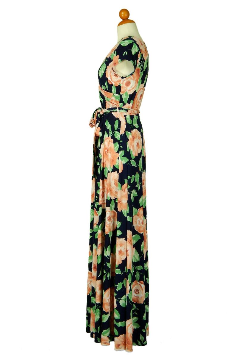 Rose garden in blush cap sleeve maxi wrap dress Red Apparel online