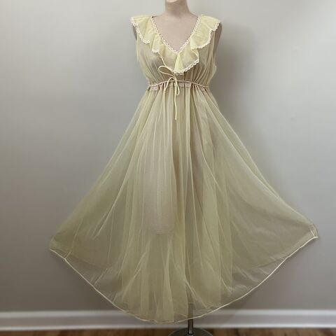 60s,70s,Rovel,of,California,Long,Sheer,Nightgown,Robe,Peignoir,Set,Vintage,Large, 70s, vintage, Rovel of California, sheer, chiffon, long, nightgown, gown, peignoir, robe, 