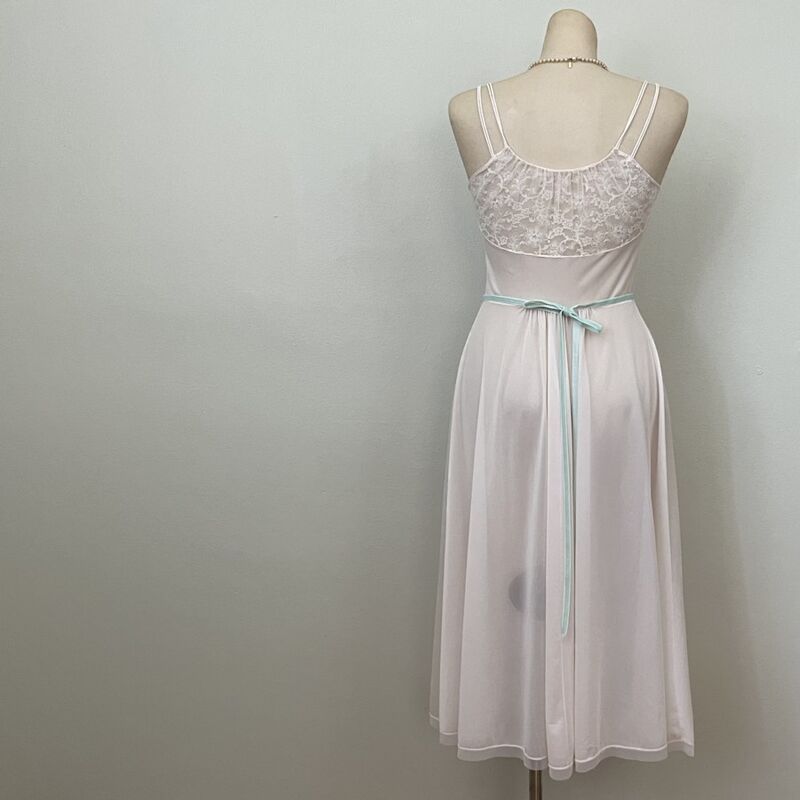 50s Blush Pink Illusion Lace Princess Gown  XS - product image  