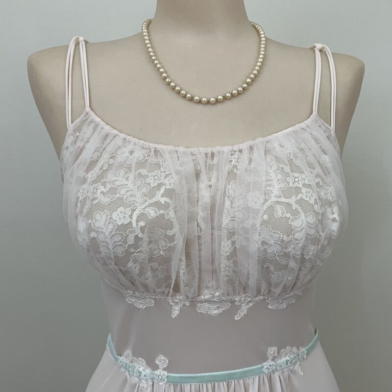 50s Blush Pink Illusion Lace Princess Gown  XS - product image  