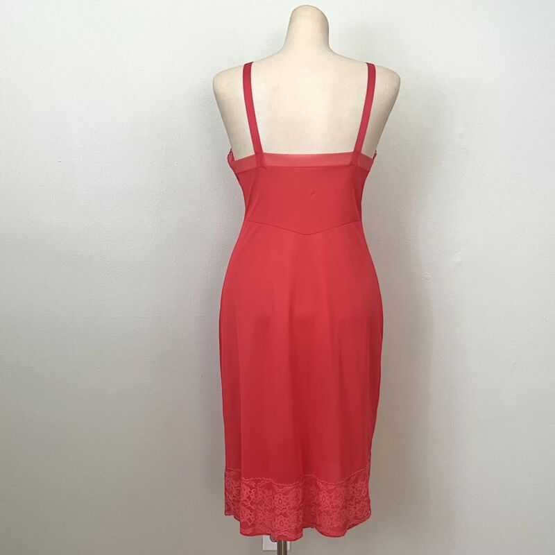 60s Vintage Tomato Red Snowdon Full Slip    36b  Medium - product image  