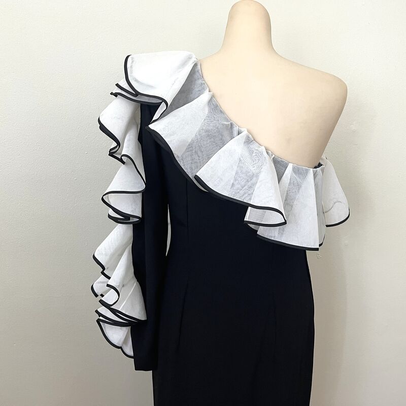 80s Vintage One-Shoulder Ruffled JILL RICHARDS Evening Dress  34b/28w - product image  