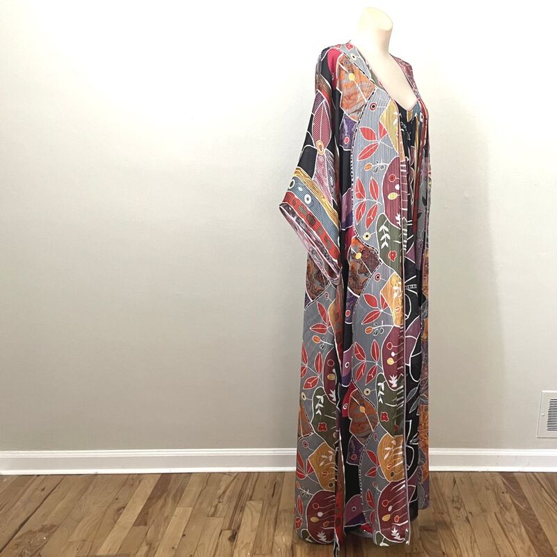 80s Vintage MARY McFADDEN Tribal Design Gown and Robe   Medium - product image  