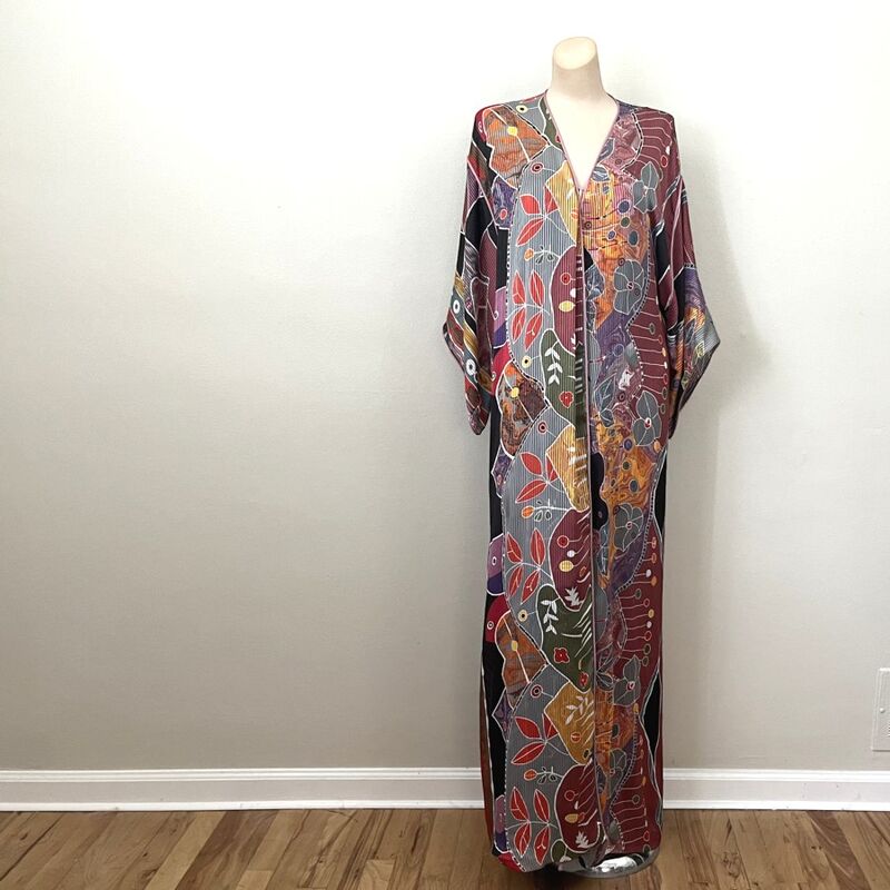 80s Vintage MARY McFADDEN Tribal Design Gown and Robe   Medium - product image  