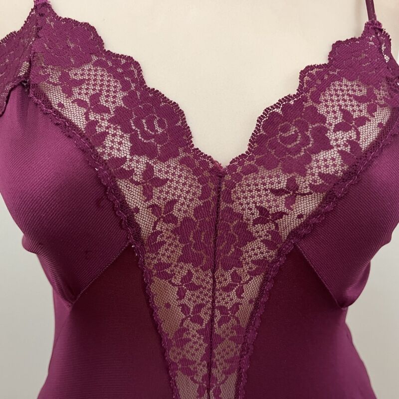 80s Vintage LADY CAMEO Burgundy Long Nightgown   Small - product image  