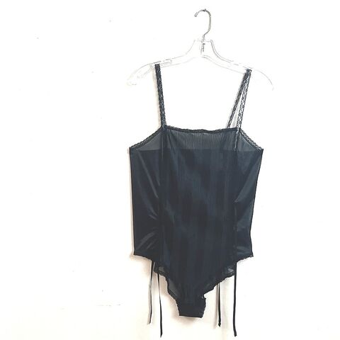70s,Vintage,OLGA,Daintiest,Sheer,Black,Teddy,Small,1970s, vintage, lingerie, teddy, Olga, sheer, black, pleats, dainty, delicate, feminine, sexy, lacey, satin, ribbons, snaps, Pretty Sweet Vintage