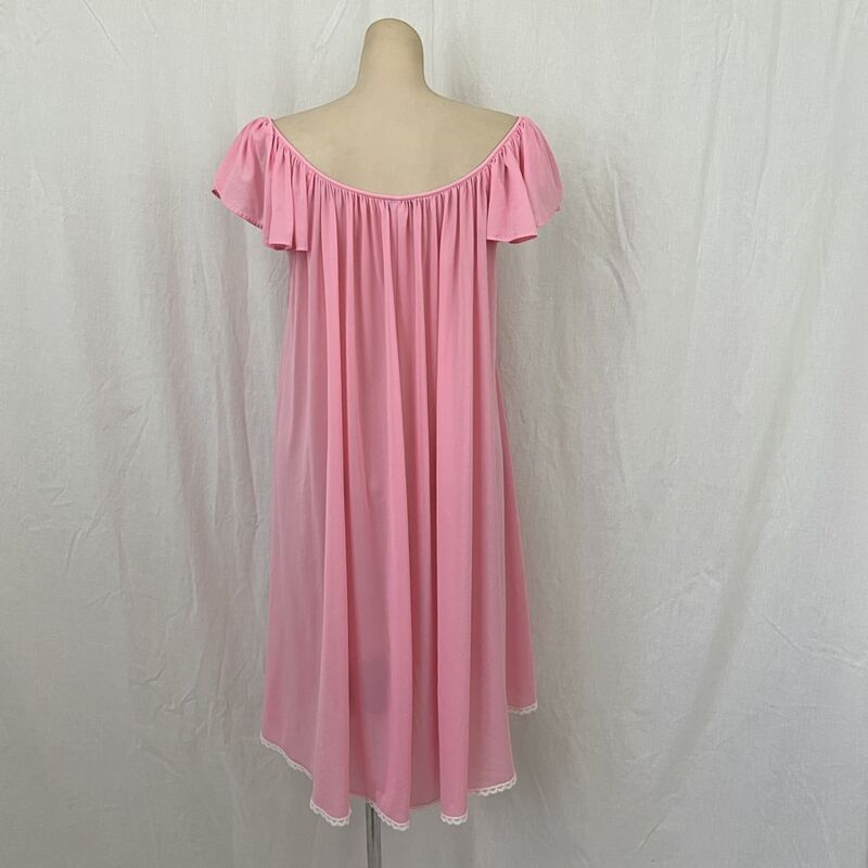 80s 90s MISS ELAINE Bubblegum Pink Nightgown USA Made   Large - product image  