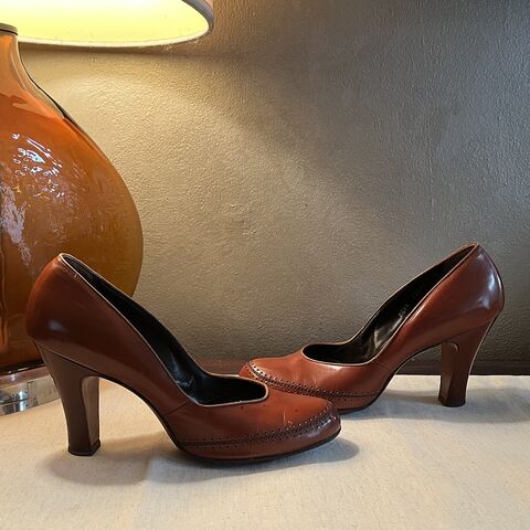 40s,50s,Vintage,PARAMOUNT,BULLOCK'S,COLLEGIENNE,Cinnamon,Pumps,8.5AA,1940s, 1950s, vintage, shoes, pinup, rockabilly, pumps, Paramount, Bullock's, Collegienne, cinnamon, high heels, swing, Pretty Sweet Vintage