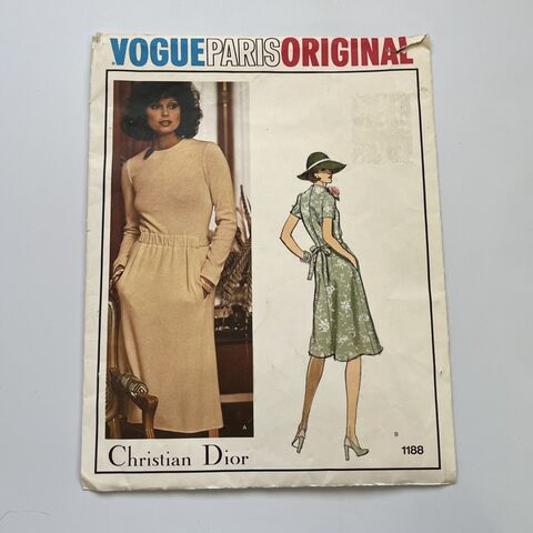 1975,Vintage,VOGUE,PARIS,ORIGINAL,CHRISTIAN,DIOR,Dress,Pattern,No.,1188,34B, 1970s, Vogue, Paris Original, Christian Dior, pattern, 1188, size 12, 34 bust, dress, designer, Pretty Sweet Vintage