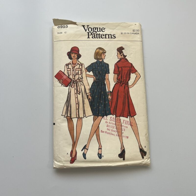 1974 Vintage Vogue Pattern 8955 Dress   34B - product image  
