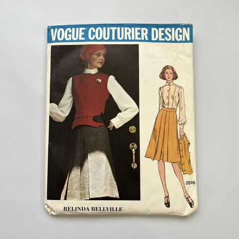 1971,70s,Vintage,VOGUE,PATTERN,NO.,2616,BELINDA,BELLVILLE,Vest,,Skirt,&,Blouse,38B, 1970s, vintage, Vogue, pattern, 2616, Belinda Bellville, Couturier Design, vest, skirt, blouse, uncut, 38 bust
