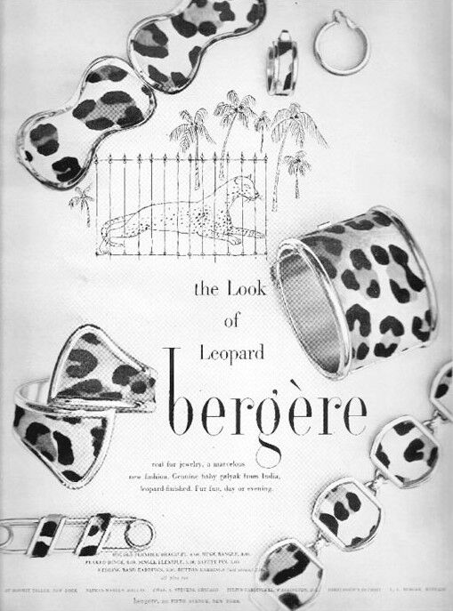  50s Vintage bergère Leopard Earrings & Bracelet  - product image  