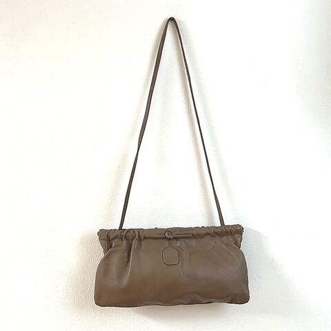 70s,Vintage,Brown,Leather,Bag,Hinged,Perfect,1970s, vintage, purse, bag, handbag, leather, hinged, cross-body, taupe, brown, clutch, nwot, Pretty Sweet Vintage