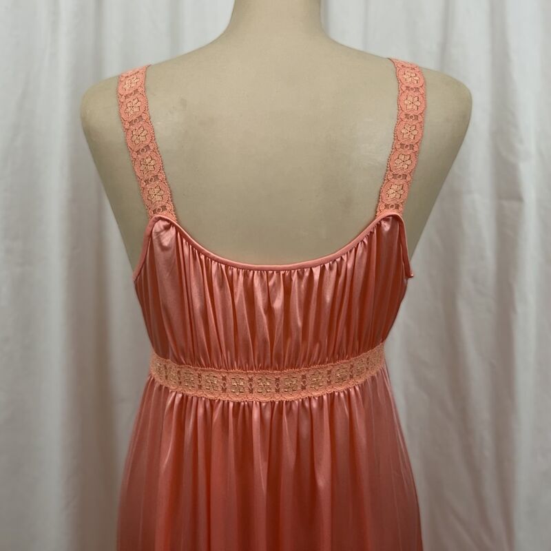 Vintage 70s VAN RAALTE Glossy Peach Long Nightgown Medium - product image  