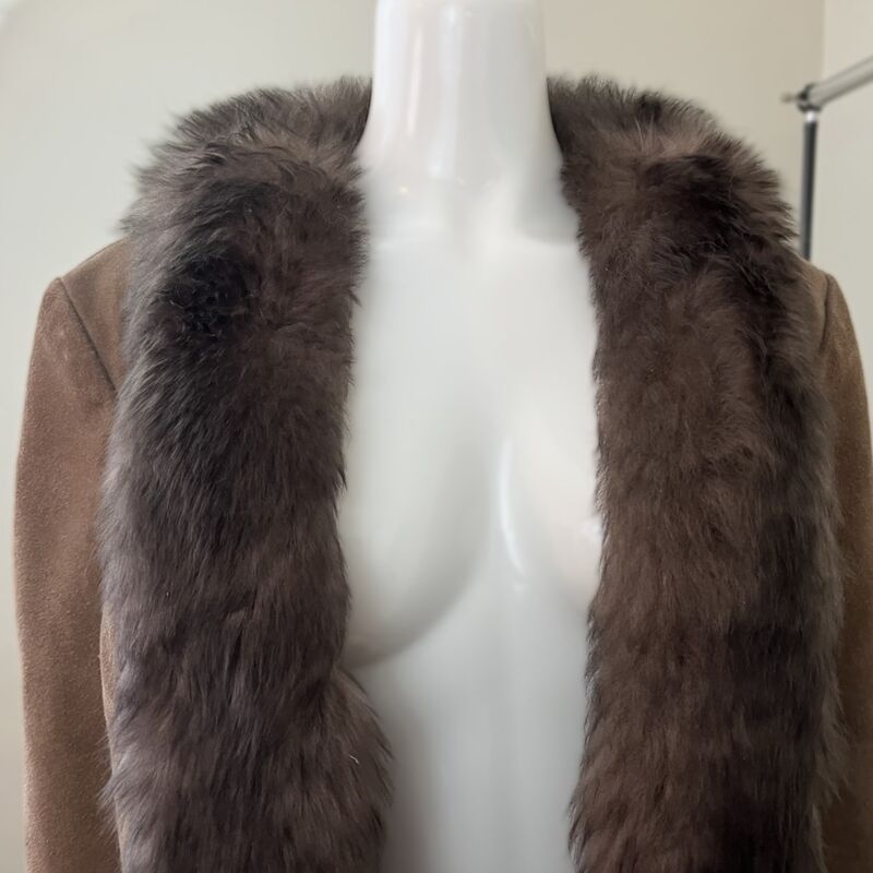 60s 70s Vintage MADE IN ENGLAND Fur and Suede Coat Medium - product image  