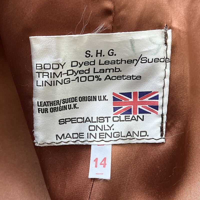 60s 70s Vintage MADE IN ENGLAND Fur and Suede Coat Medium - product image  