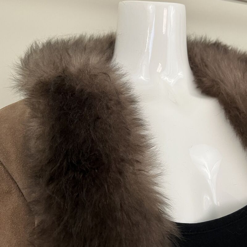 60s 70s Vintage MADE IN ENGLAND Fur and Suede Coat Medium - product image  