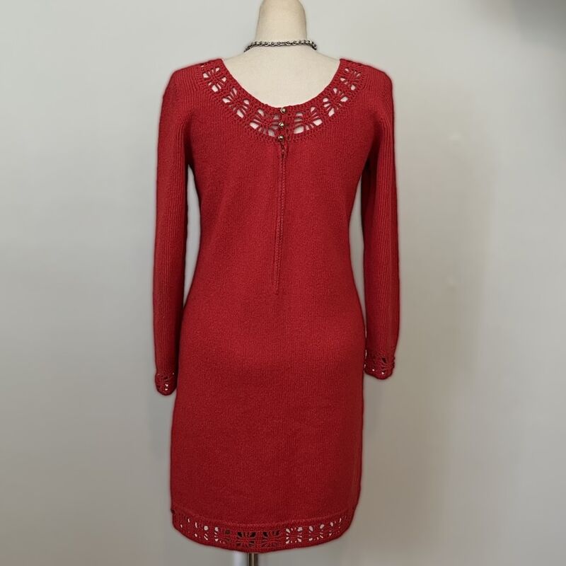 60s Vintage Red SWEATER DRESS Nubby Knit  - product image  