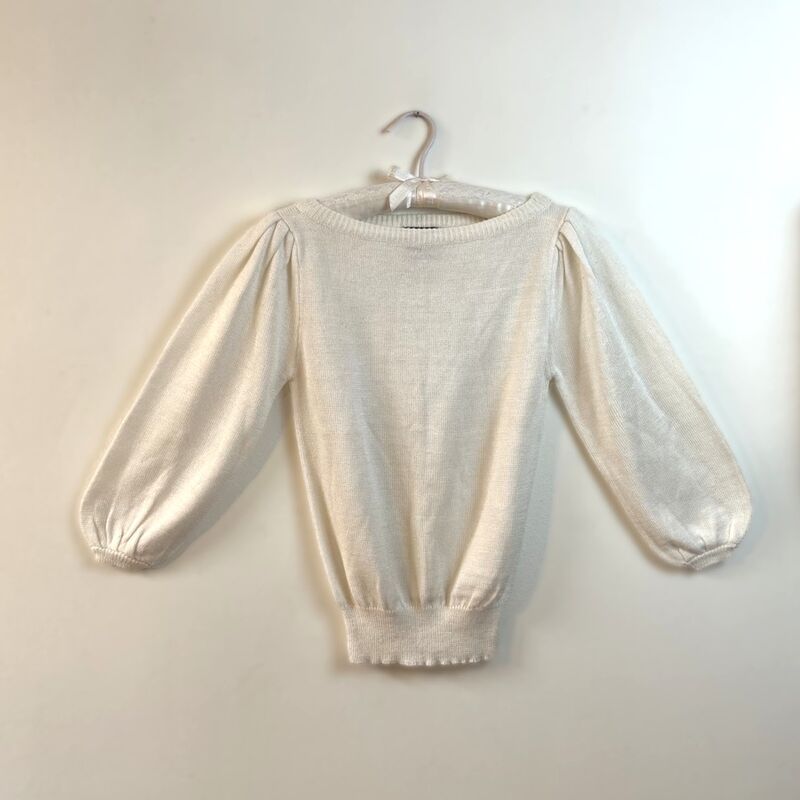 80s Vintage GITANO White Sweater Puff Sleeves  Medium - product image  