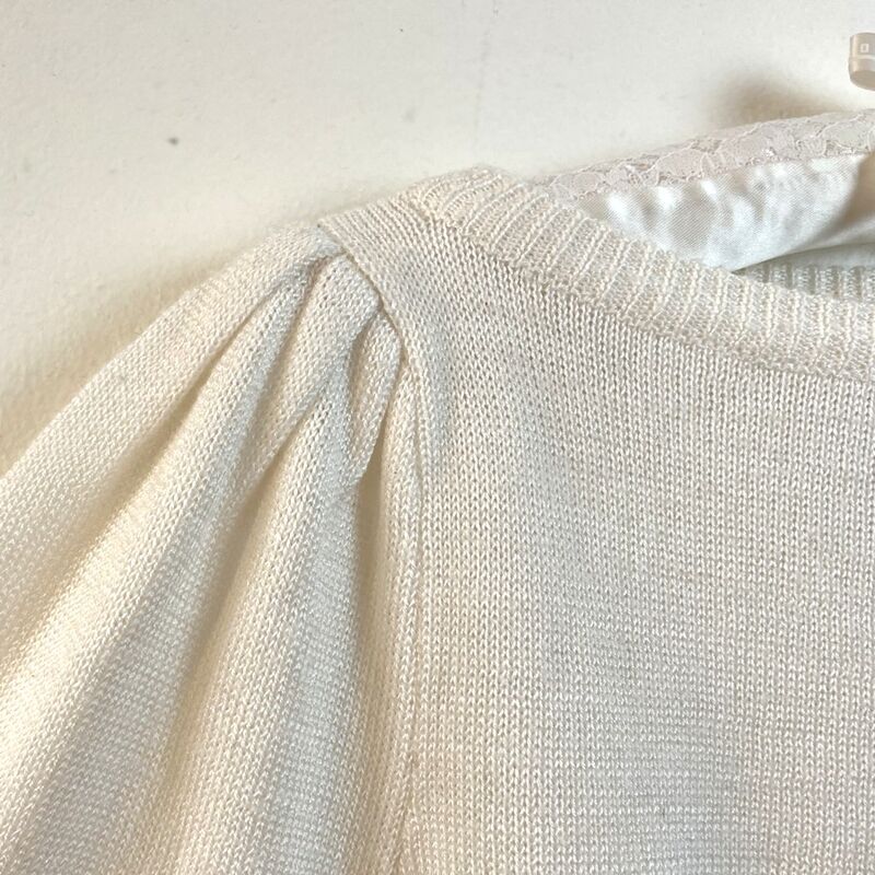 80s Vintage GITANO White Sweater Puff Sleeves  Medium - product image  