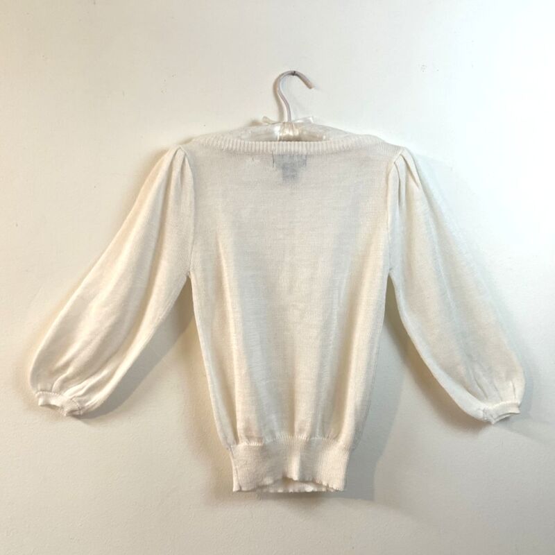 80s Vintage GITANO White Sweater Puff Sleeves  Medium - product image  