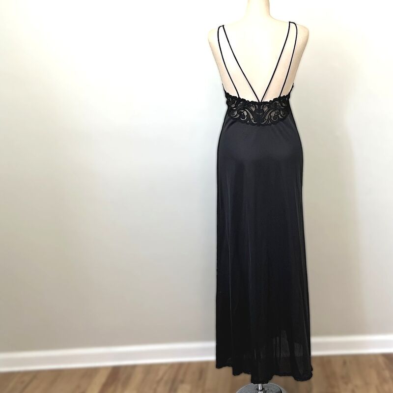 Vintage 70s 80s VANITY FAIR Strappy Elegant Black Nightgown   Small - product image  