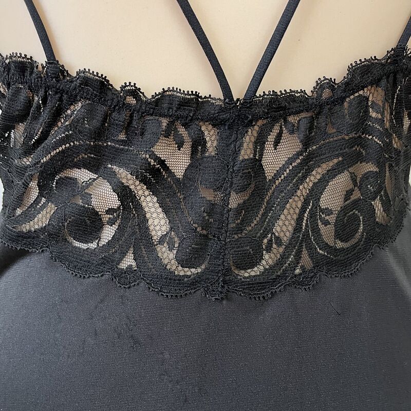 Vintage 70s 80s VANITY FAIR Strappy Elegant Black Nightgown   Small - product image  