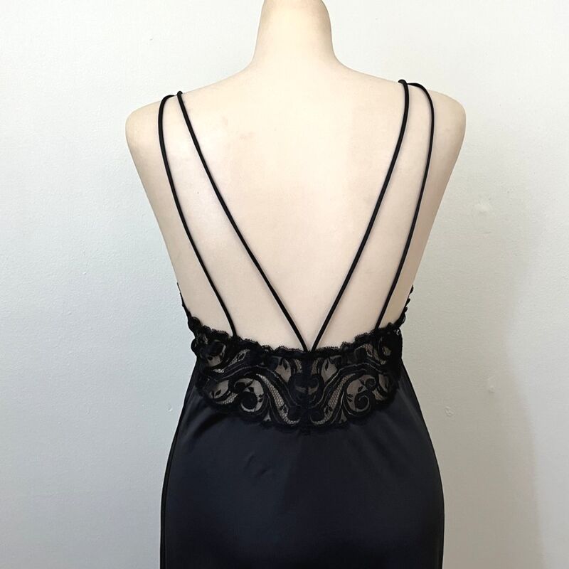Vintage 70s 80s VANITY FAIR Strappy Elegant Black Nightgown   Small - product image  
