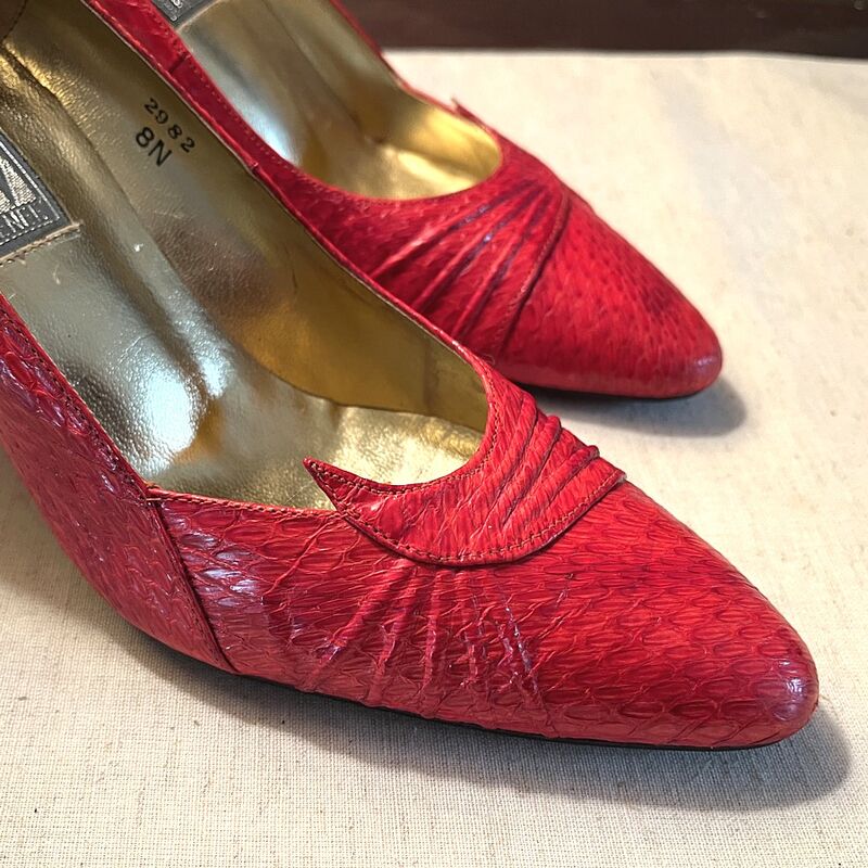 80s Vintage Red Snake Reptile J. RENEE Shoes    8N - product image  